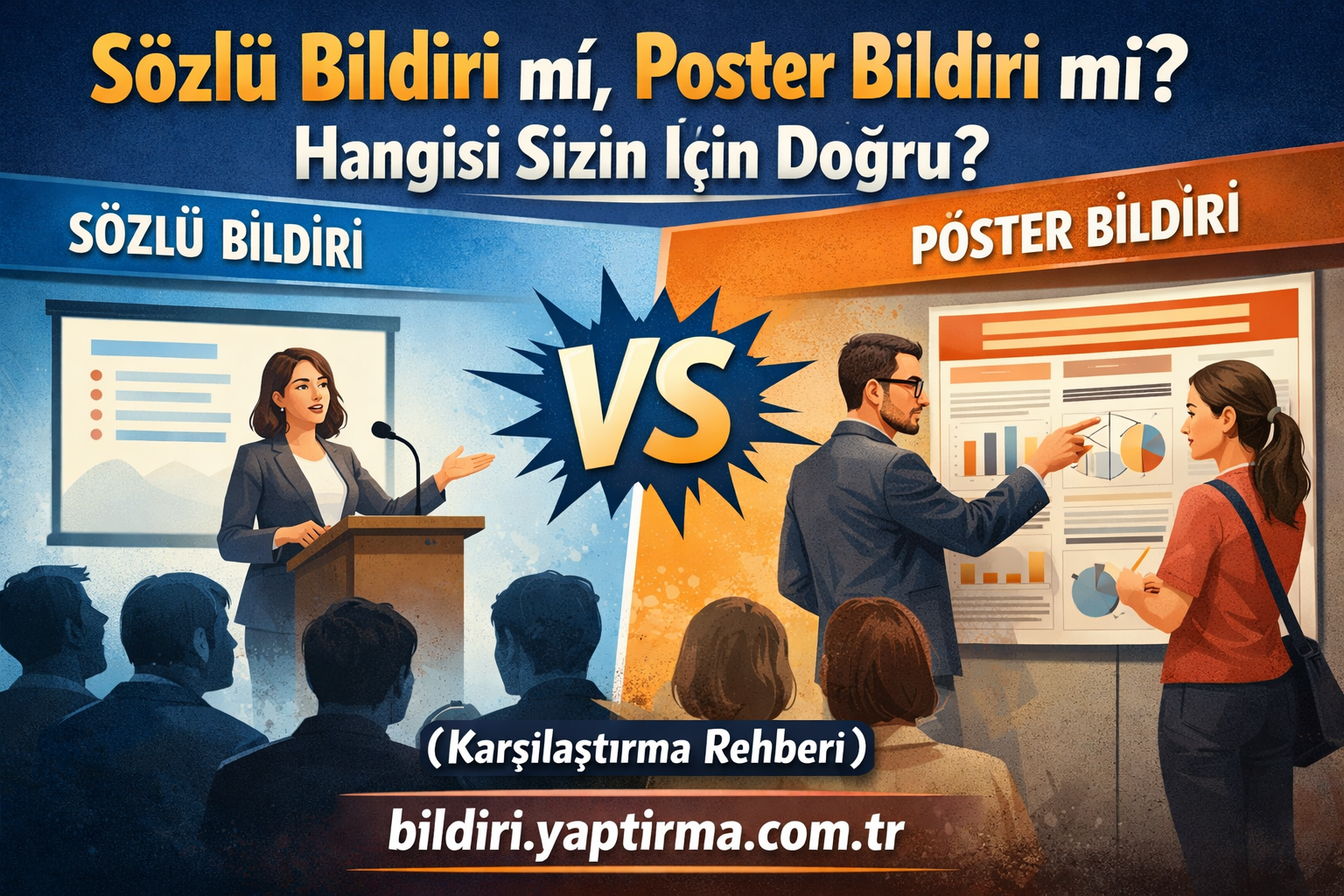 Read more about the article Sözlü Bildiri mi, Poster Bildiri mi? Hangisi Sizin İçin Doğru? (Karşılaştırma Rehberi)